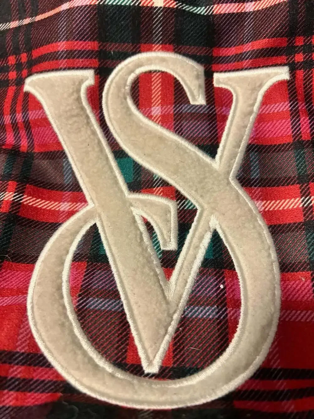 Victoria's Secret Red Tartan Plaid Sherpa Logo Tote Bag